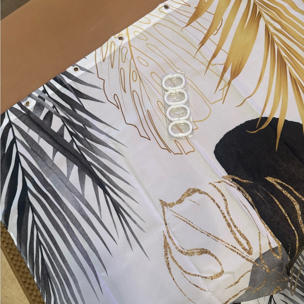 Tropical Leaf Print Shower Curtain